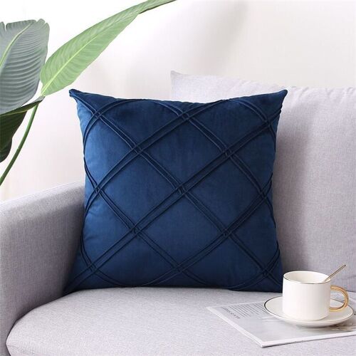 Housse De Coussin 4 Pieces Geometriques Tridimensionnelles Velours Taie D'oreiller 45 X 45 Cm Maison Canape Chambre Voiture Decoratif (Bleu Marin) Goodnice