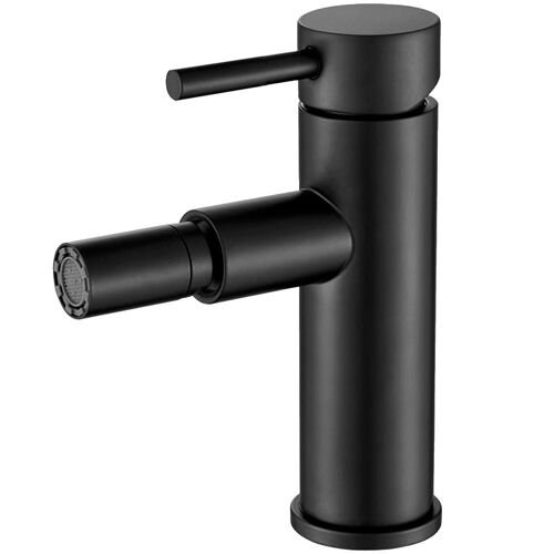 Valaz Robinet de bidet monocommande rond noir mat avec bec droit - Série Palancia