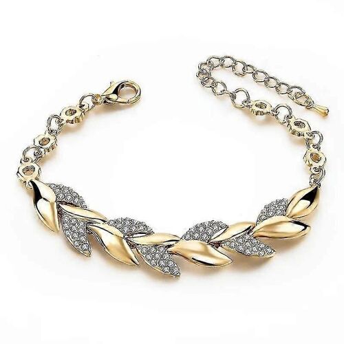 Bracelets De Chaîne Tissée De Feuille De Zircon Plaqué Or De Luxe Pour Femmes Bracelet À Breloques Pour Femmes Bijoux De Fête D'anniversaire Pulseras Mujer