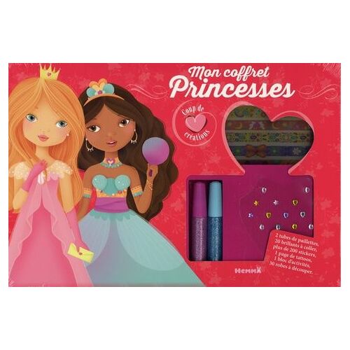 Mon Coffret Princesses - Avec 2 Tubes De Paillettes, 20 Billants, 200 Stickers, 1 Page Tatoos, 30 Robes À Découper, 1 Bloc D'activités