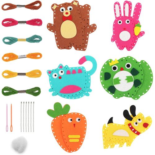 KALANKA-Kits Couture En Feutre Animal, Kit de Couture pour Enfants, Arts Et Artisanat pour Débutants, Kit De Bricolage en Feutre, Jouets à Coudre DIY, Kits De Couture pour Débutants pour Enfant