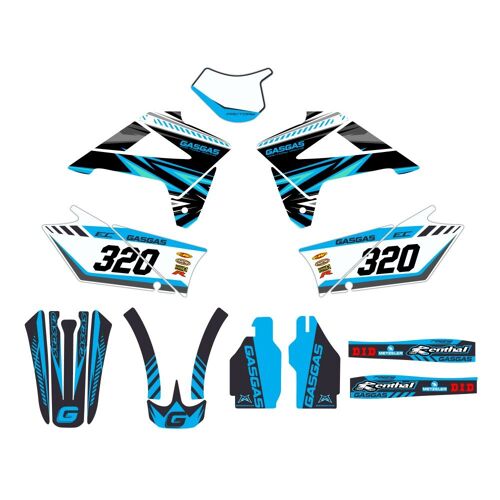 Kit Autocollants Compatible Avec Moto Enduro Gas-Gas Ec 07-09 Bleue Mod.3