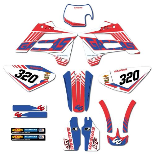 Kit Autocollants Compatible Avec Moto Enduro Gas-Gas Ec 02-06 Rouge-Bleue