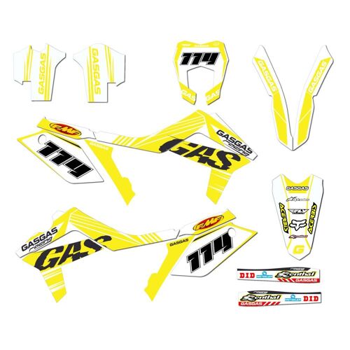 Kit Autocollants Compatible Avec Moto Enduro Gas-Gas Ec 12-17 Jaune Mod.3