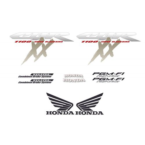 Kit Autocollants Compatible Avec Moto De Route Honda Cbr 1100xx 1997-2004 Super Blackbird Blanche