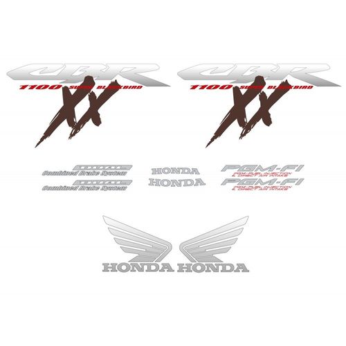 Kit Autocollants Compatible Avec Moto De Route Honda Cbr 1100xx 1997-2004 Super Blackbird Noire
