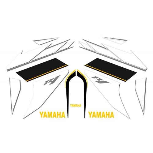 Kit Autocollants Compatible Avec Route Moto Yamaha R1 2007 Bleue Mod.2
