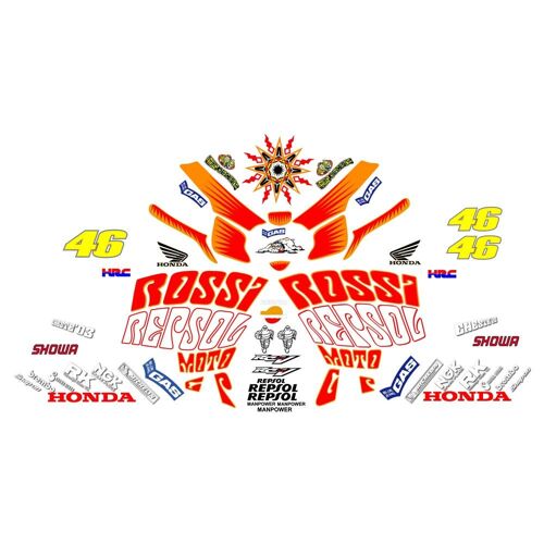 Kit Autocollants Compatible Avec Moto De Route Honda Cbr 600 1000 Rr Repsol Valencia Race 2003 Rossi