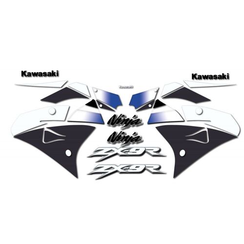 Kit Autocollants Compatible Avec Moto De Route Kawasaki Ninja Zx-9r 2002 Bleue