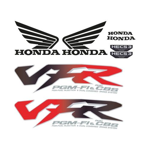 Kit Autocollants Compatible Avec Moto De Route Honda Vfr 800 2000 Rouge