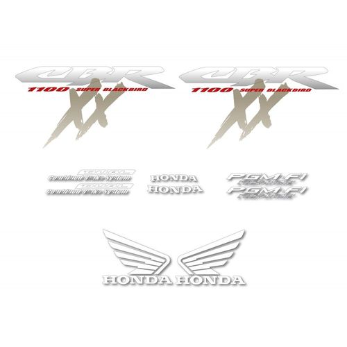 Kit Autocollants Compatible Avec Moto De Route Honda Cbr 1100xx 1997-2004 Super Blackbird Bleue