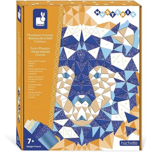 KALANKA-- Coffret Mosaïque Enfant Animaux de la Forêt - Mysterix - Kit Loisir Créatif Enfant - 2 Tableaux à Réaliser - Autocollants Mousse - Motricité Fine et Concentration - Dès 7 Ans, J07974