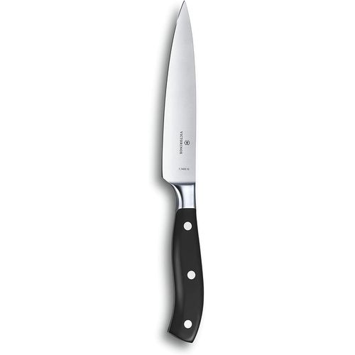 Grand Maître,Couteau De Chef Professionnel,Lame Extra-Tranchante,Tranchant Droit,15 Cm,Manche Plastique Robuste,Acier Inoxydable,Noir