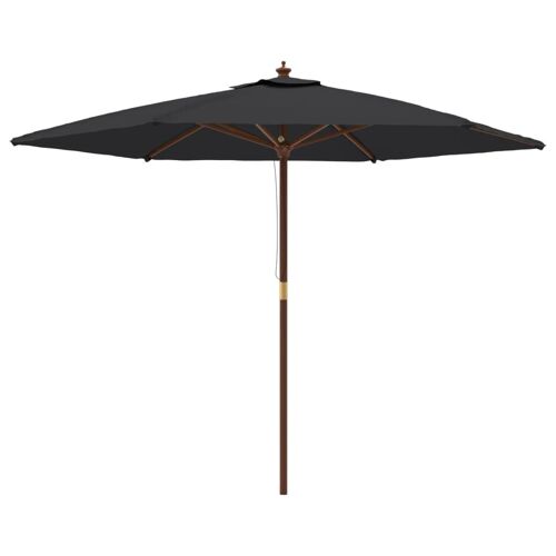 Parasol Mobilier De Jardin De Jardin Avec Mât En Bois 299 X 240 Cm Noir Helloshop26 02_0008344