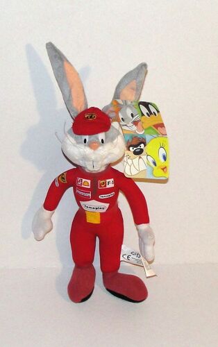 Peluche Bugs Bunny Pilote De Course F1 Doudou Lapin Bugs Bunny City Chix 26 Cm + 7 D'oreilles
