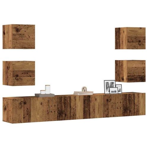 Vidaxl Meubles Tv Muraux 6 Pcs Vieux Bois Bois D'ingénierie