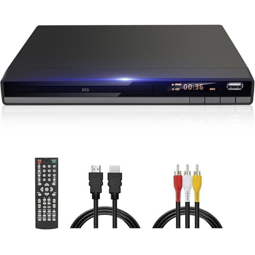 MEVRONISSHOP-Lecteur DVD HD, DVD-168 Lecteurs DVD Toutes Régions pour TV, Lecteur DVDs CD pour Système Stéréo Domestique avec Entrée USB, Sortie HDMI, Sortie RCA, PAL NTSC Intégré, Mise à l'échelle 1