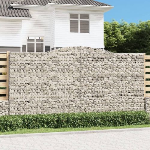 Vidaxl Paniers À Gabions Arqués 15 Pcs 400x50x200/220 Cm Fer Galvanisé