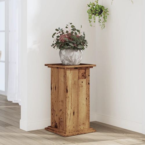 Vidaxl Support Pour Plantes Vieux Bois 33x33x60 Cm Bois D'ingénierie