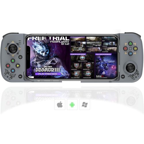 Manette De Jeu Pour Iphone,Mfi Wireless Mobile Gamepad Bluetooth Joysticks Pour Android/Ios/Pc,Iphone 15 14 13/Mini/Pro Max,12,11,Pour Samsung Galaxy,Nokia,Oppo,Google,Direct Play (Gris)