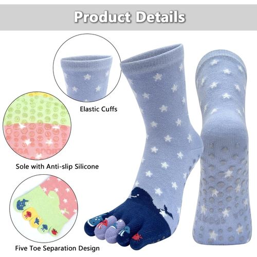 Chaussettes Yoga Femmes Antidérapantes Coton Chaussette À Doigts Socquettes Abs Antidérapantes Mignon Dessin Animé Chaussons Grip Chaussettes Pour Danse Fitness Yoga Sport Pilates Eu 35-40/4 Paires