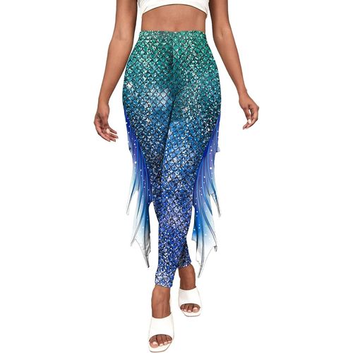 Legging Femme Sirène Pantalon Sirène Imprimé Cosplay Costume Carnaval Fête Déguisement Sirène Legging S-Xl