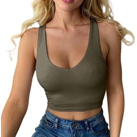 SEAUR Crop Top Sport Femme Fitness Fermeture Débardeur Haut De