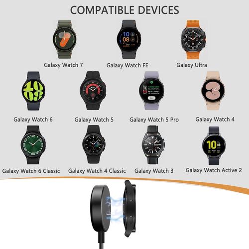 Chargeur 2 En 1 Pour Samsung Galaxy Watch 7/Ultra/6/6 Classic/5/5 Pro/4/4 Classic/3/Active 2,Câble De Charge Rapide Magnétique Avec Adaptateur Usb A Vers Usb C Pour Montre Samsung