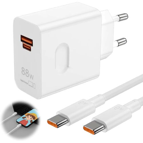 KALANKA-88W Supercharge Chargeur Rapide, avec 6A Cable USB C 2m, 88W Chargeurs 2 Ports PD Chargeur Rapide pour Magic7 Lite 7Pro 6 6Lite 6Pro 70 Lite X6B X8B Pad X8a