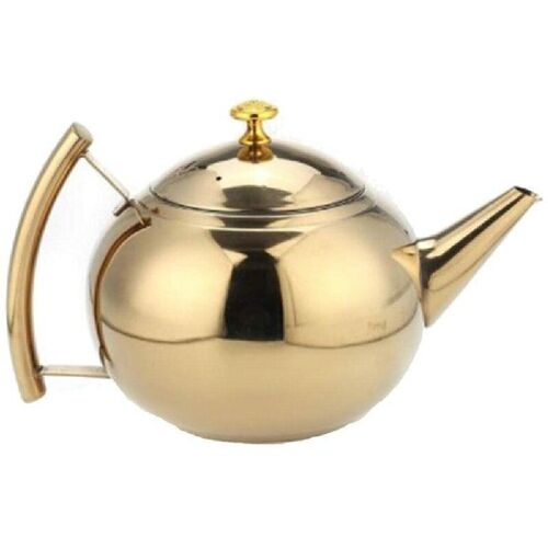Bouilloire Theiere en Inox - 2L - Epaissie en Acier Inoxydable - Avec Tamis et Flacon - Infuseur Amovible - Ideale pour Infusion de Fruits, Herbes et Divers Thes (Or) goodnice