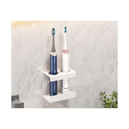 Support Brosse a Dent electrique Mural Sans Percage, Porte Brosse a Dents Electrique Aciers Inoxydables, Absorbe l'eau et Resiste a l'Humidite (Double) goodnice