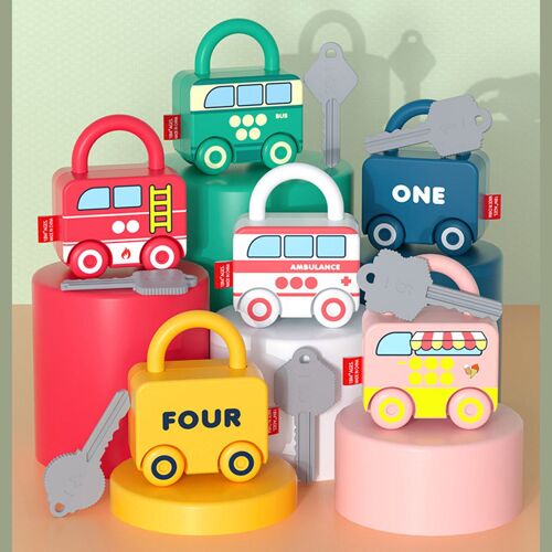 Jouets Jumelés De Déverrouillage Numérique De Voiture Active, Ensemble D'apprentissage De Clés De Bus Assorties Amusantes, Kits Éducatifs Préscolaires