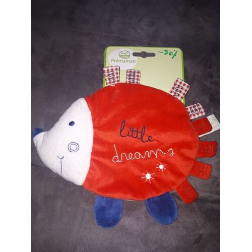 Doudou Premaman Little Dreams Hérisson Rouge Étiquette