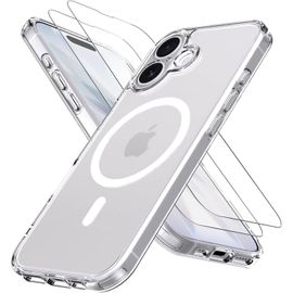 TZF-Magnétique Coque pour iPhone 17 avec 2 Pièces iPhone 17 Verre trempé Protection écran,Compatible avec MagSafe,Anti Rayures,Compatible avec iPhone 17 6,3 Pouces,Transparent