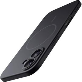 KWEY-Coque Magnétique Fine pour iPhone 17 6,3 Pouces, Compatible avec MagSafe, Étui Housse Ultra-Mince Minimaliste avec Mat et Protection Complète d'Objectif Caméra (Noir)