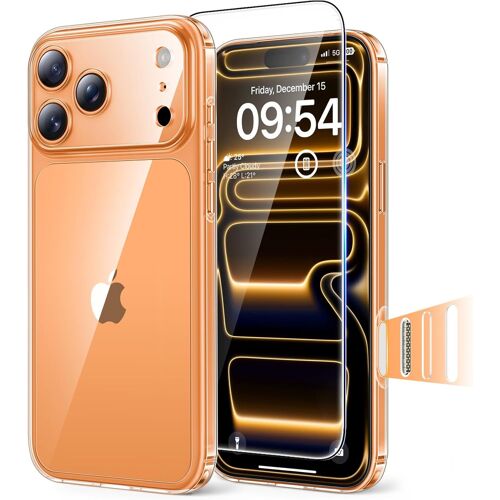 AEFJ-Coque pour iPhone 17 Pro Max avec Bouton de Capture de Contrôle de Caméra,avec Verre Trempé,Protection Totale de la Caméra, Protection Militaire Anti-Choc Mince -Transparent