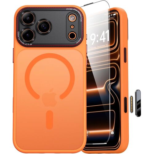 Coque iPhone 17 Pro Max Compatible MagSafe Protection Camera Antichoc Transparent Orange