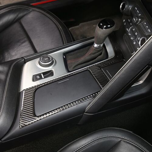 Autocollant De Couvercle De Panneau D'engrenage De Commande Centrale De Voiture En Fiber De Carbone Souple, Pour Chevrolet Corvette C7 2014 ¿ 2019