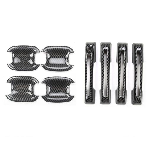 Poignée De Porte De Voiture En Fiber De Carbone Abs Brillant, 8 Pièces, Accessoire De Décoration Extérieur Pour Garniture De Bol, Pour Ford Bronco Sport 2021