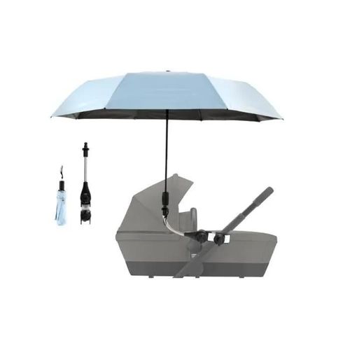 Ombrelle Poussette Universelle Anti Uv 50+, Diamètre 90cm, Parasol Poussette Pliable Et Rétractable, Avec Pince Réglable (Bleu)