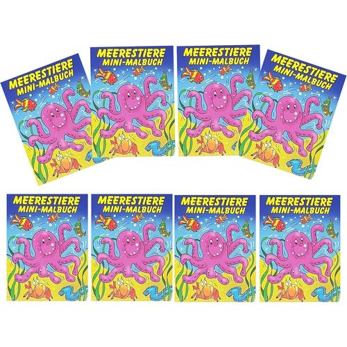 KALANKA-Lot de 8 livres de coloriage animaux marins pour enfants - Mini livre de coloriage - Monde sous-marin - Cadeau d'anniversaire d'enfant - Mariage - Cadeau d'anniversaire