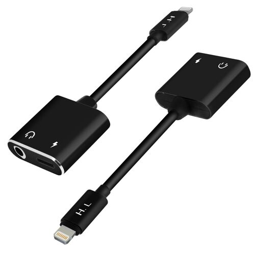 Adaptateur Audio Et Charge Iphone Vers Lightning Et Jack 3.5mm Femelle Noir