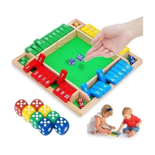 Jeu De Societe - Shut The Box - Jeu De Dés En Bois - Pour 4 Joueurs - Idéal Pour Le Camping Et Les Pique-Niques