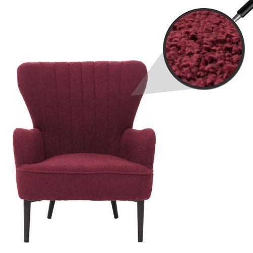 Lounge-Sessel Hwc-K37, Cocktail-/Ohrensessel Polsterstuhl Retro Vintage Stoff Bouclé (600g/M²) Öko-Tex   Bordeaux