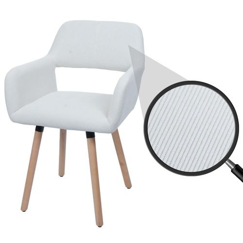Chaise De Salle À Manger Hwc-A50 Ii, Chaise De Cuisine Chaise Rembourrée, Bois Tissu/Textile Velours (400g/M²) Mvg   Crème-Blanc