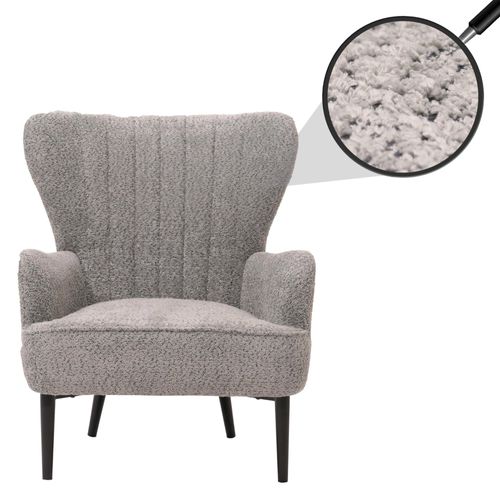 Lounge-Sessel Hwc-K37, Cocktail-/Ohrensessel Polsterstuhl Retro Vintage Stoff Chenille (500g/M²) Öko-Tex   Gris