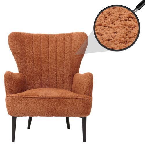 Lounge-Sessel Hwc-K37, Cocktail-/Ohrensessel Polsterstuhl Retro Vintage Stoff Chenille (500g/M²) Öko-Tex   Orange