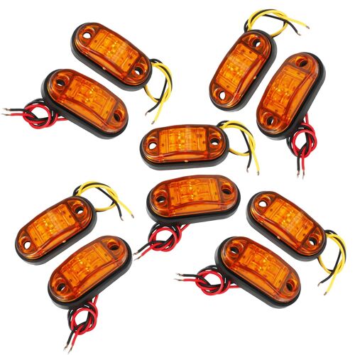 Feu De Position Latéral Ambre 2 Led, 10 Pièces, Feu De Gabarit Ovale Pour Remorque Voiture Camion