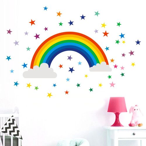 Autocollant mural en vinyle avec signe arc-en-ciel pour chambre d'enfants, sparadrap muraux pour décoration de maison, papier peint pour chambre d'enfants, bricolage, 826