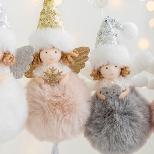 Ange en peluche Mreey pour noël, décoration de vacances, cadeau de nouvel an, pendentif de fête, arbre de noël